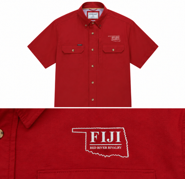 Fiji OU Embroidered Poncho Shirt